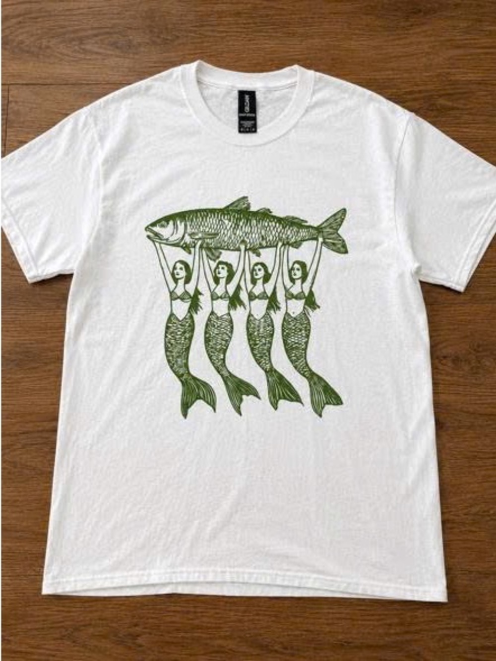 Green Mermaid Quartet and Fish graphics tee